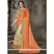 Embroidered Art Silk Traditional Saree In Beige And Orange