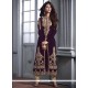 Hypnotizing Embroidered Work Purple Velvet Designer Floor Length Suit