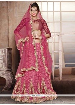 Dazzling Pink Zari Work Net Lehenga Choli