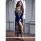 Sophisticated Velvet Blue Embroidered Work Pant Style Suit