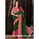 Alluring Green And Pink Printed Saree