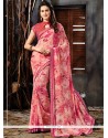 Excellent Faux Georgette Pink Printed Saree