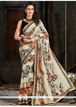 Winsome Print Work Faux Georgette Printed Saree