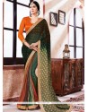 Thrilling Multi Colour Lace Work Faux Georgette Printed Saree