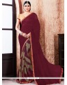 Awesome Lace Work Faux Georgette Printed Saree
