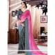Praiseworthy Faux Georgette Lace Work Printed Saree