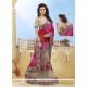 Topnotch Fancy Fabric Beige And Hot Pink Zari Work Classic Designer Saree