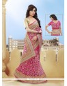 Hot Pink Resham Work Net Classic Designer Saree