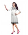 Pleasing Embroidered Work Linen Party Wear Kurti