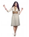 Glorious Linen Off White Embroidered Work Party Wear Kurti