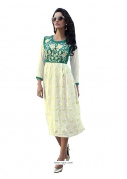 Specialised Faux Georgette Off White Party Wear Kurti