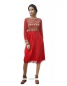 Embroidered Faux Georgette Party Wear Kurti In Red