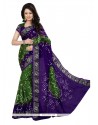 Beckoning Green And Purple Bandhej Work Jacquard Silk Designer Traditional Saree
