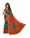 Lovely Jacquard Silk Green And Orange Designer Traditional Saree