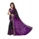 Artistic Black And Purple Bandhej Work Jacquard Silk Designer Traditional Saree