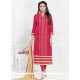 Heavenly Embroidered Work Hot Pink Cotton Churidar Suit