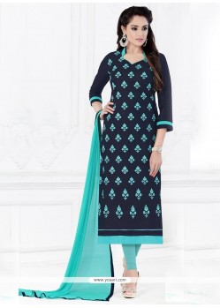 Latest Embroidered Work Churidar Suit
