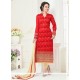 Red Faux Georgette Churidar Designer Suit