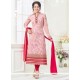 Glowing Embroidered Work Faux Georgette Pink Churidar Designer Suit