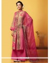 Digital Print Faux Chiffon Designer Palazzo Suit In Pink