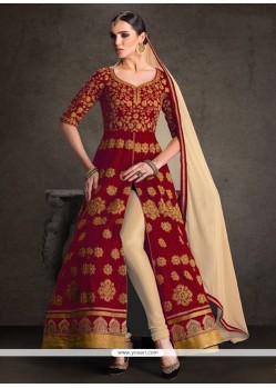 Celestial Patch Border Work Banglori Silk Designer Floor Length Suit