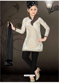 Girls Incredible Black Art Silk in Printed Readymade Salwar Kameez