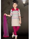 Girls Incredible Violet Art Silk in Embroidered Readymade Salwar Kameez