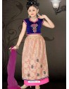 Girl's Incredible Beige Art Silk in Embroidered Readymade Salwar Kameez