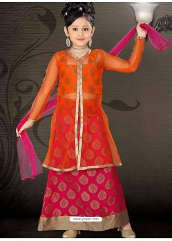 Girls Red color Art Silk Incredible Readymade Salwar Kameez