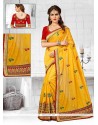 Specialised Chanderi Yellow Zari Work Designer Traditional Saree