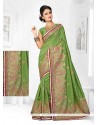 Sumptuous Zari Work Green Bhagalpuri Silk Designer Traditional Saree