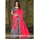 Beauteous Art Silk Grey And Hot Pink Patch Border Work Traditional Saree