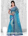Ethnic Patch Border Work Net Casual Saree