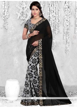 Blooming Black Faux Georgette Casual Saree