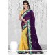 Versatile Purple And Yellow Lace Work Casual Saree