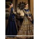Conspicuous Banarasi Silk Navy Blue Designer Floor Length Suit