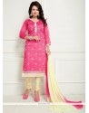 Mesmeric Embroidered Work Pink Churidar Suit