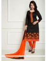 Trendy Black And Orange Churidar Suit