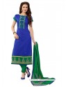 Versatile Blue And Green Chanderi Churidar Suit