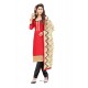 Hypnotic Red Embroidered Work Churidar Suit
