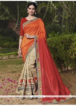 Fashionable Handloom Silk Print Work Classic Designer Saree