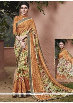 Pleasance Multi Colour Handloom Silk Printed Saree