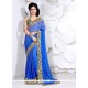 Gripping Faux Crepe Patch Border Work Classic Designer Saree