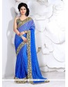 Gripping Faux Crepe Patch Border Work Classic Designer Saree