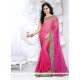 Delightsome Hot Pink Patch Border Work Classic Designer Saree