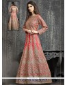 Perfervid Red Kasab Work Dupion Silk Designer Floor Length Suit