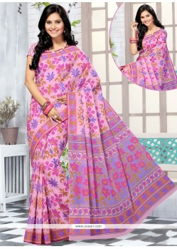 Blissful Cotton Abstract Print Work Printed Saree