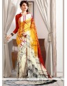Multi Colour Abstract Print Work Faux Crepe Printed Saree