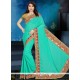 Preferable Sea Green Embroidered Work Art Silk Designer Traditional Saree