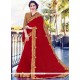 Wonderous Bamber Georgette Red Embroidered Work Saree